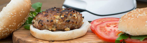 Sausage, Sage and Onion Burgers – with Spiced Apples / Sweet Potato Chips Zyliss UK