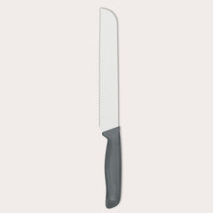 The Zyliss Bread Knife 21cm/8" features a long silver serrated stainless steel blade and a black ergonomic handle, shown against a plain light background.