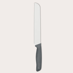 The Zyliss Bread Knife 21cm/8" features a long silver serrated stainless steel blade and a black ergonomic handle, shown against a plain light background.