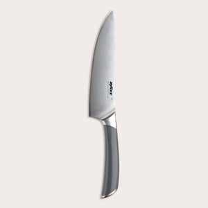 The Zyliss Comfort Pro Chef Knife 19cm (7½") features a German stainless steel silver blade and an ergonomic gray and silver handle, shown on a light background.