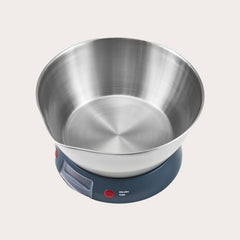 The Zyliss Digital Kitchen Scales offer a high-precision sensor, easy-read display, stainless steel bowl, red power button, and tare function for accurate measurements.