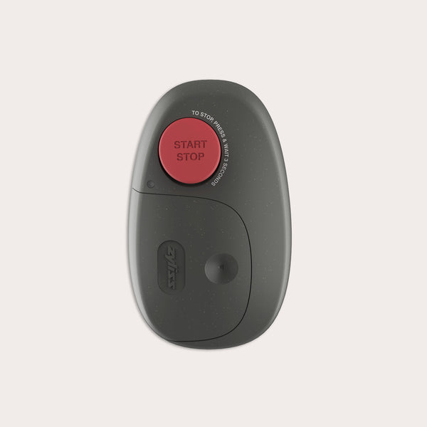 Zyliss Electronic Can Opener with One-Touch Start/Stop, a grey cordless device featuring a red start and stop button with instructions to press and wait three seconds.