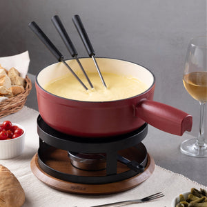 Zyliss Chalet Cast Iron Cheese Fondue Set, Red — lifestyle