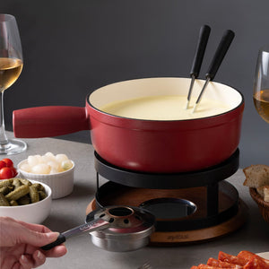 Zyliss Chalet Cast Iron Cheese Fondue Set, Red — lifestyle