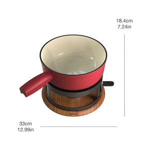 Zyliss Chalet Cast Iron Cheese Fondue Set, Red — text