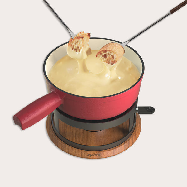 Zyliss Chalet Cast Iron Cheese Fondue Set, Red — main