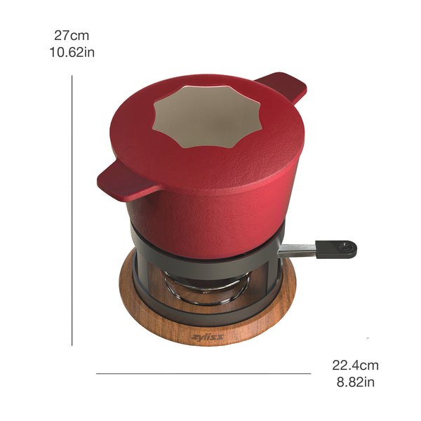 Zyliss Alpine Cast Iron Fondue Set, Red — text