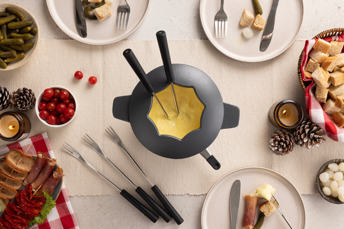Zyliss Alpine Cast Iron Fondue Set, Beluga — lifestyle