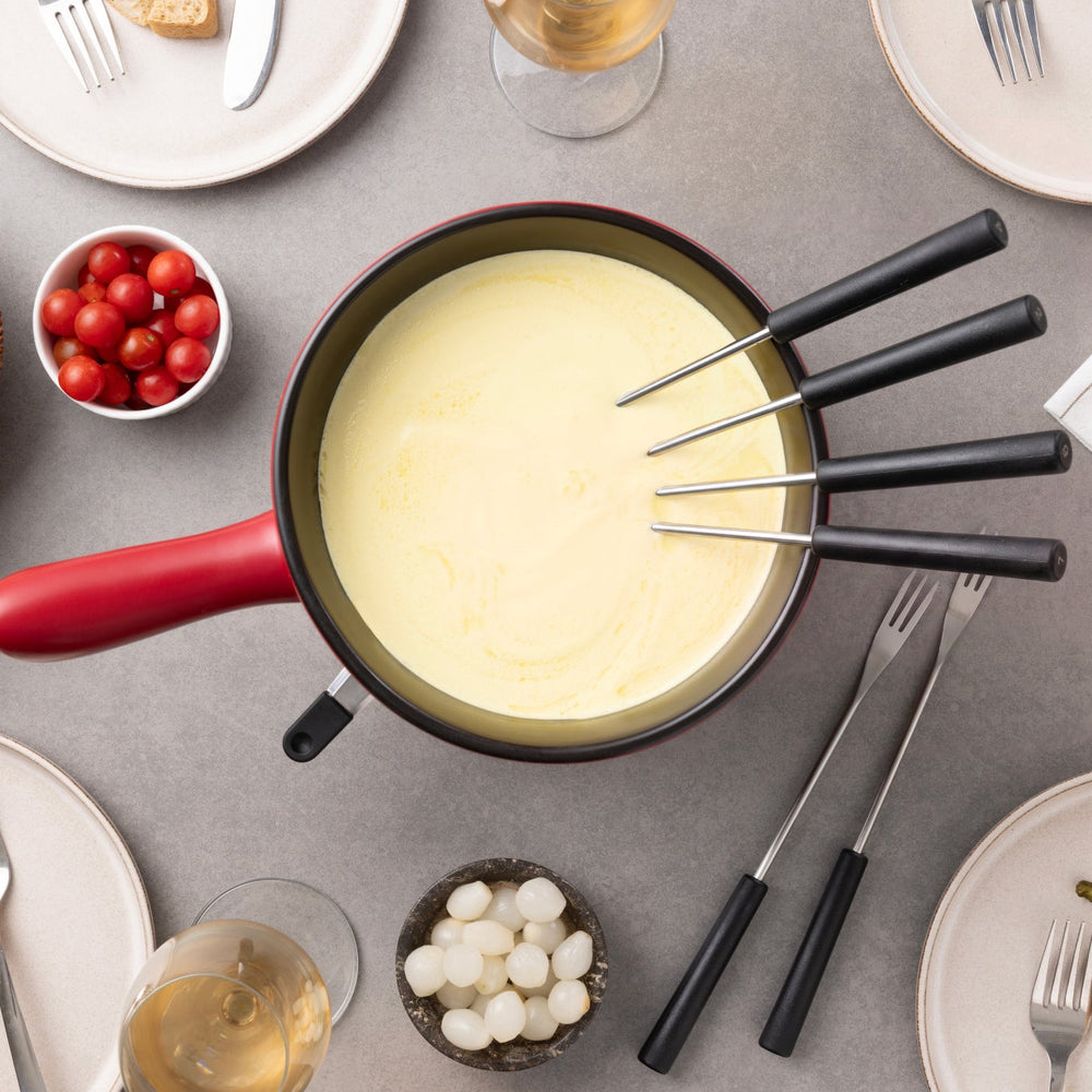Zyliss Chalet Ceramic Cheese Fondue Set, Red — main