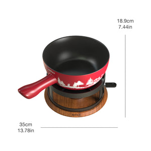 Zyliss Chalet Ceramic Cheese Fondue Set, Red — text