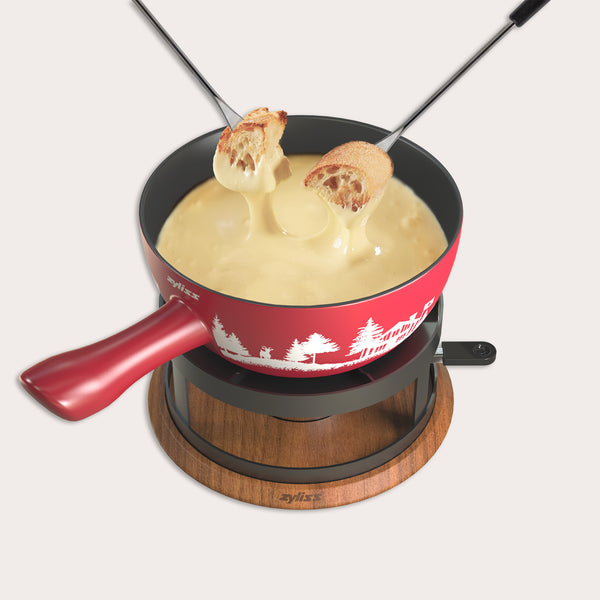 Zyliss Chalet Ceramic Cheese Fondue Set, Red — main