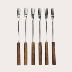 Zyliss 6 Piece Cheese Fondue Fork Acacia Wood Set — main