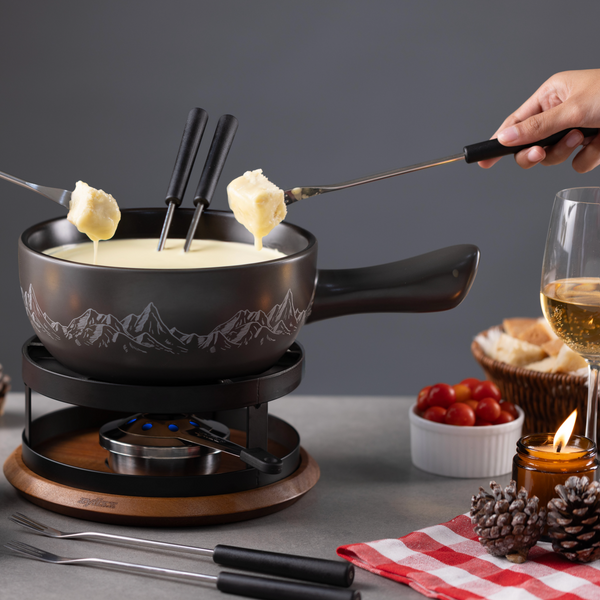 Zyliss 6 Piece Cheese Fondue Fork Set — in use