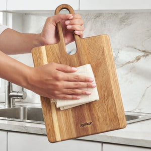Zyliss 3 Piece Signature Cheese Knives & Serving Board Set — in use