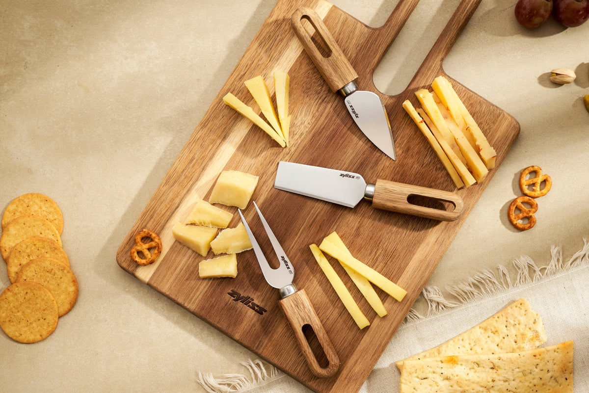 Zyliss 2 Piece Serving Board Acacia Wood Set — lifestyle