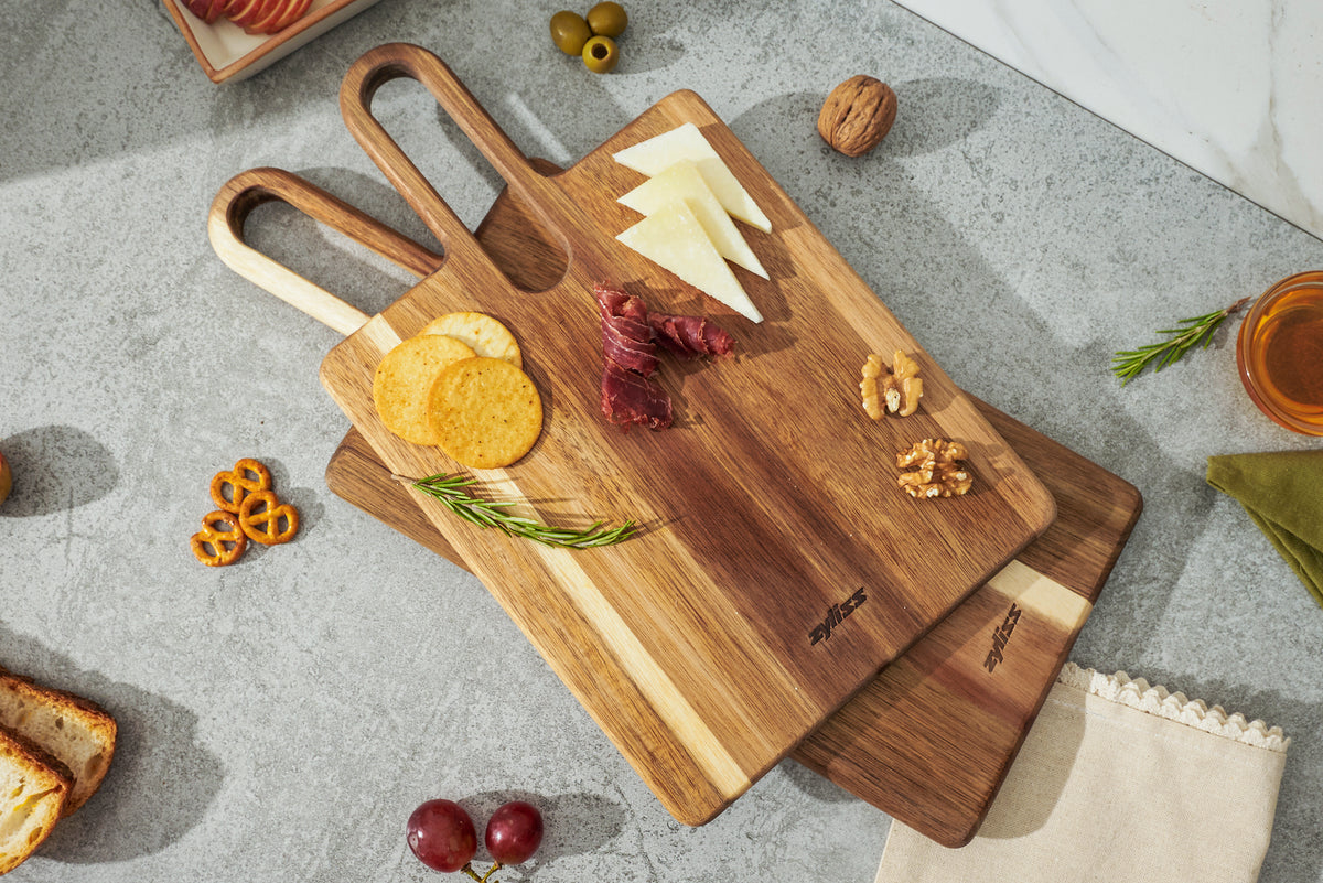 Zyliss 2 Piece Serving Board Acacia Wood Set — lifestyle