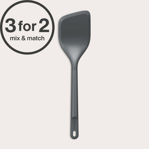 The Zyliss Angled Turner, featuring an ergonomic handle and end hole, is displayed on a light background. A 3 for 2 mix & match circular label appears in the top left corner.