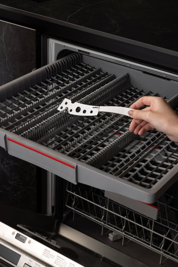 Zyliss Signature Semi-Soft Cheese Knife 116mm/4.6in — in use